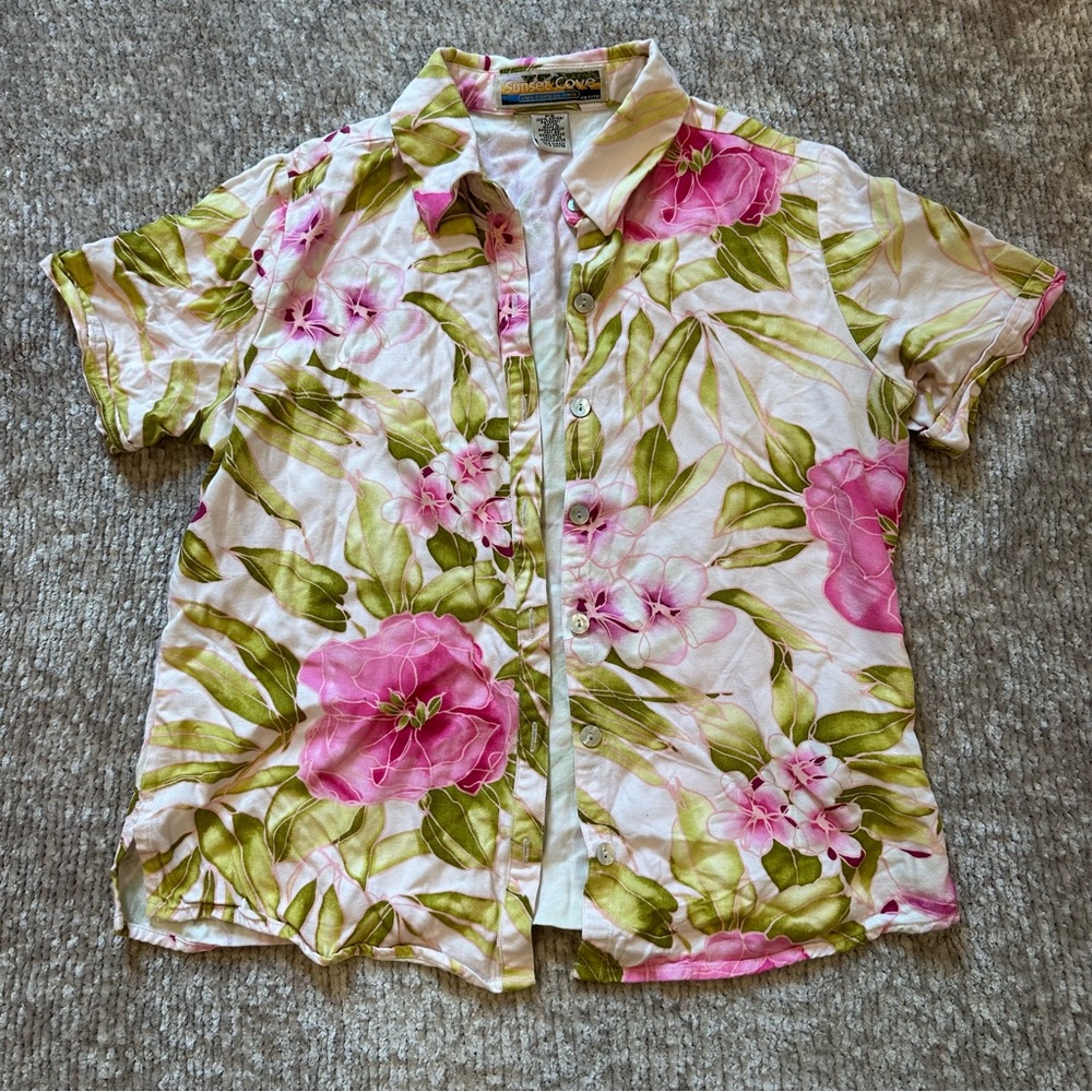 Vintage Sunset Cove Hawaiian Summer Button Down Shirt